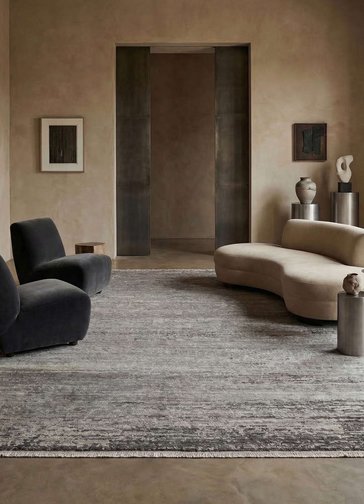 manifest grey and black afghan wool hand knotted Rug - Rander