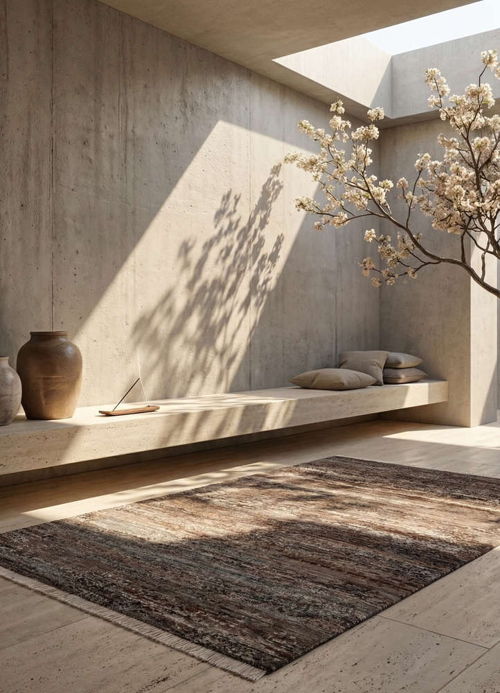 manifest beige and brown afghan wool hand knotted Rug - Rander
