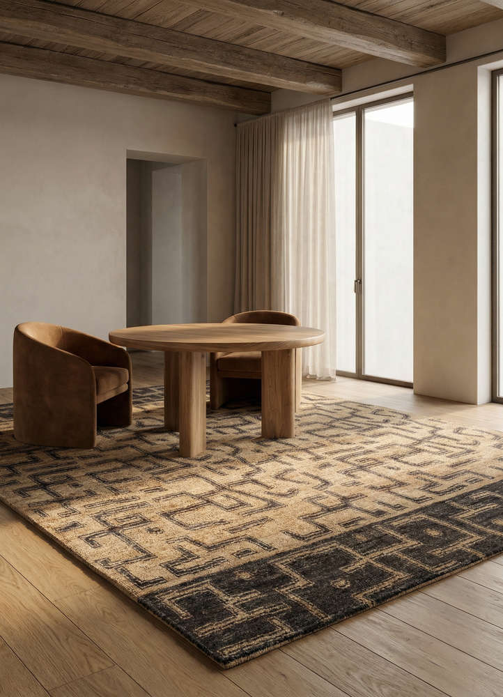 manifest blue afghan wool hand knotted Rug - Rander
