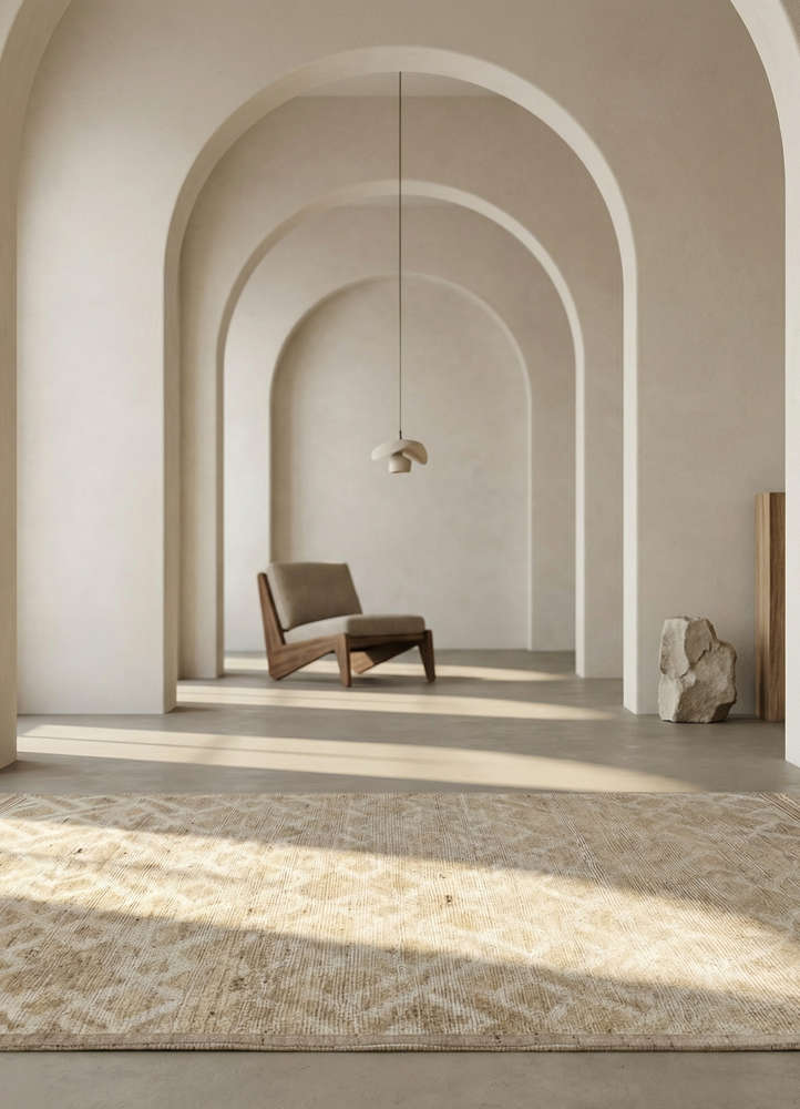 manifest beige and brown afghan wool hand knotted Rug - Rander