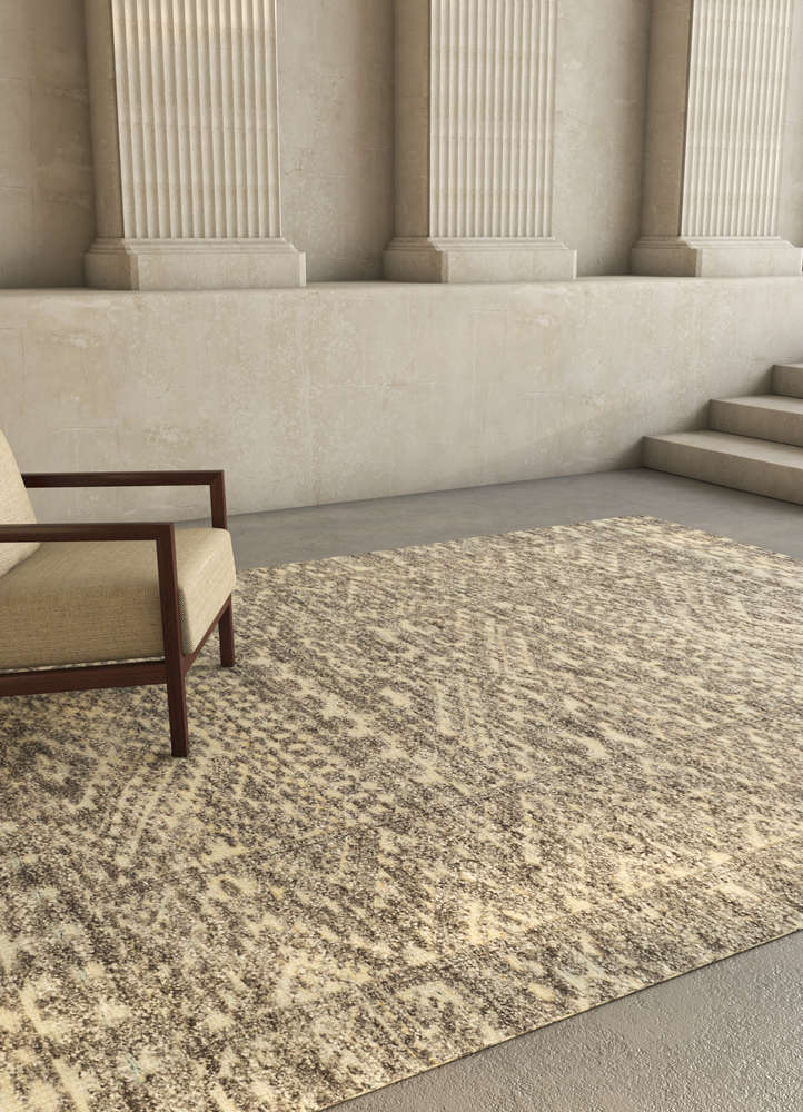 manifest beige and brown wool hand knotted Rug - Rander