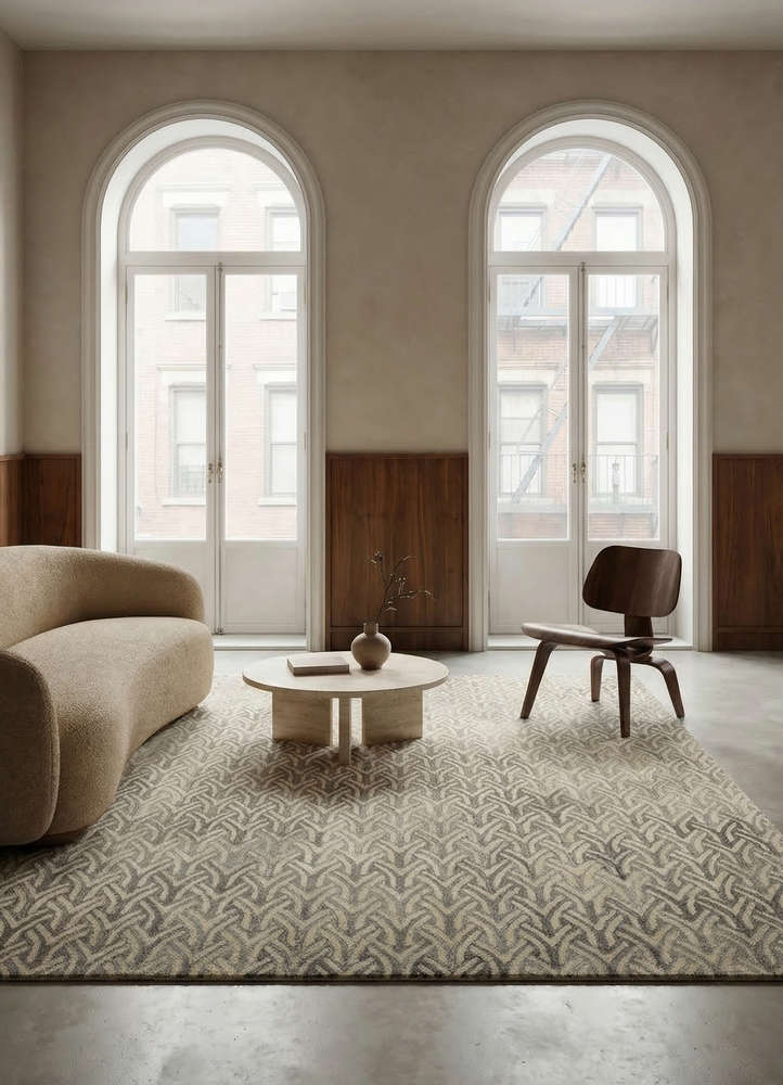 pathways beige and brown wool hand tufted Rug - Rander