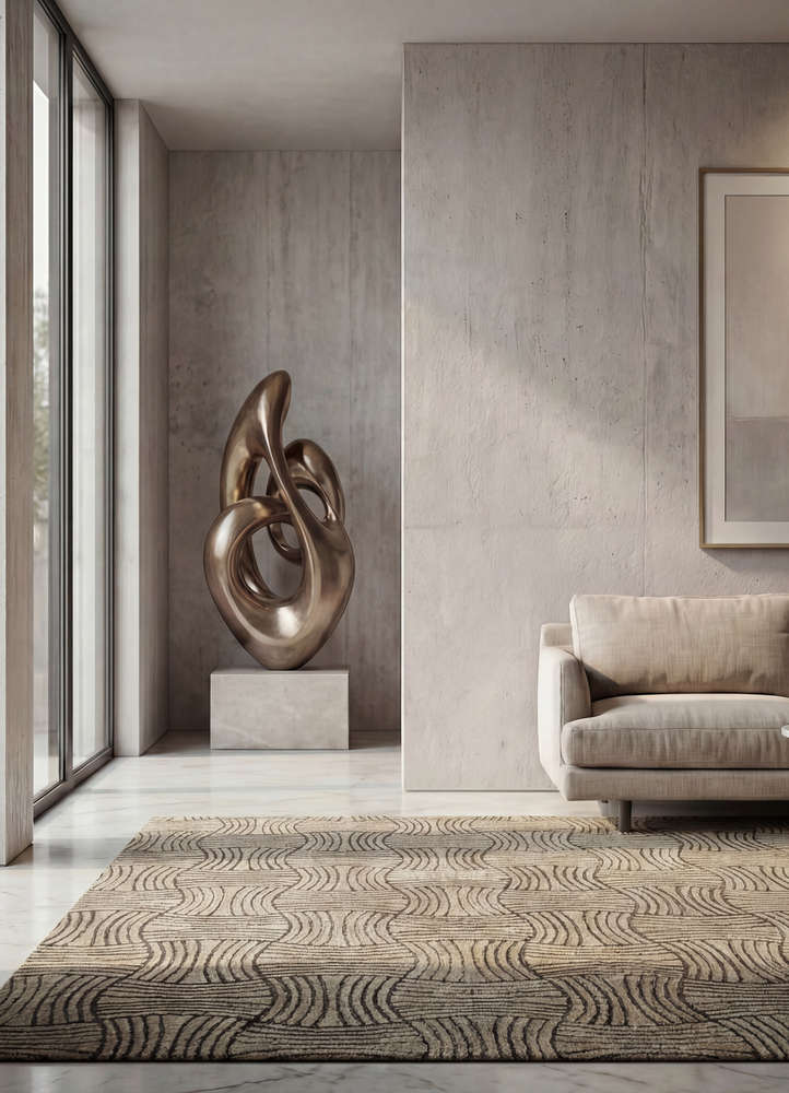 pathways beige and brown wool hand tufted Rug - Rander