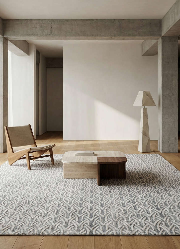 pathways grey and black wool hand tufted Rug - Rander