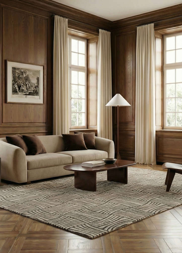 pathways beige and brown wool hand tufted Rug - Rander