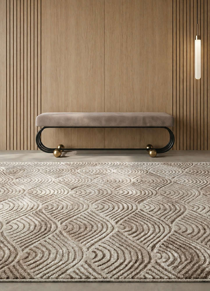 pathways beige and brown wool hand tufted Rug - Rander