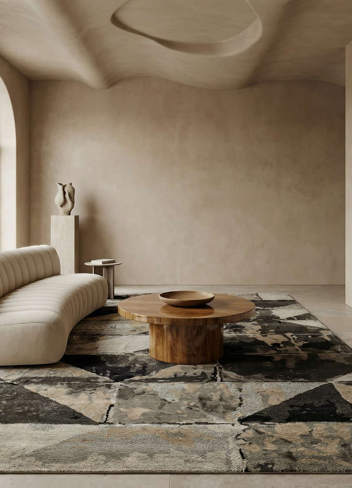 genesis grey and black wool and viscose hand tufted Rug - Rander
