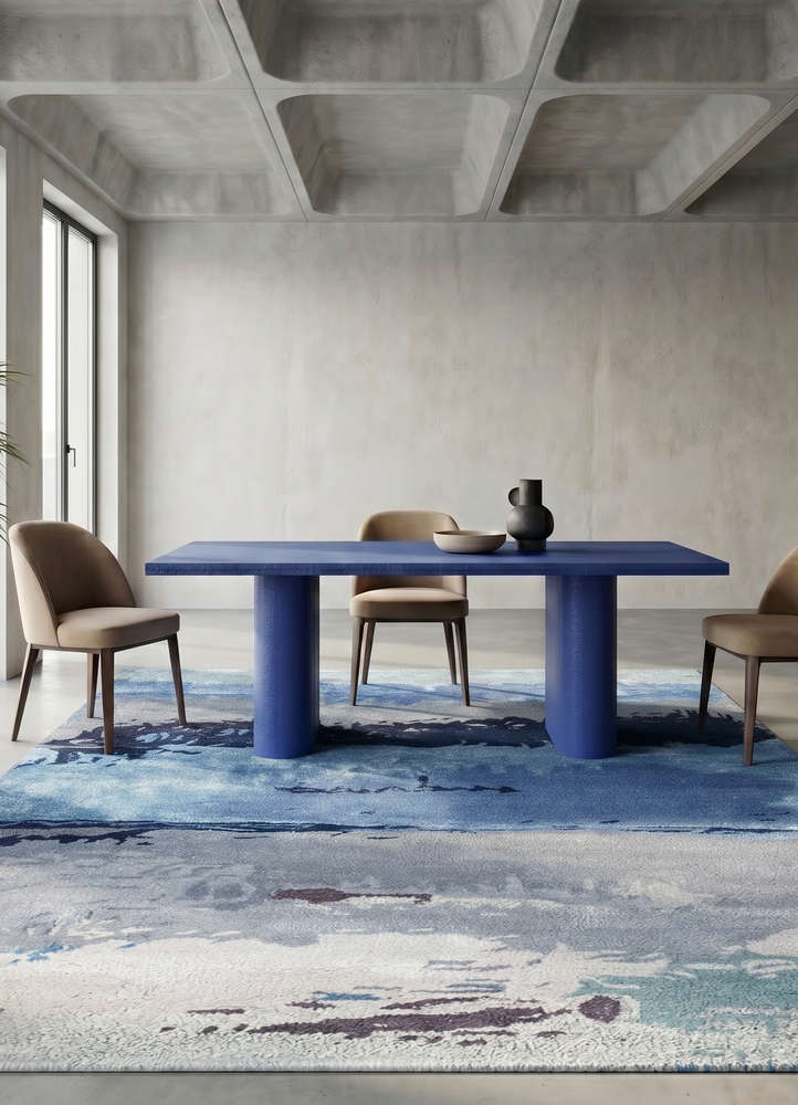 genesis blue wool and viscose hand tufted Rug - Rander