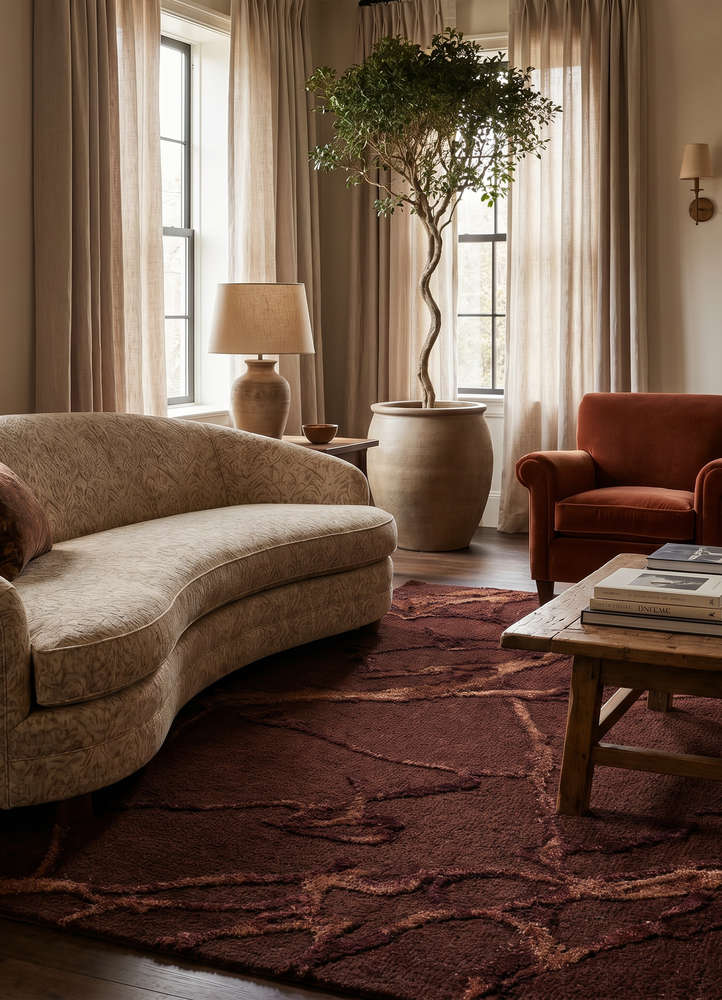 genesis red and orange wool and viscose hand tufted Rug - Rander