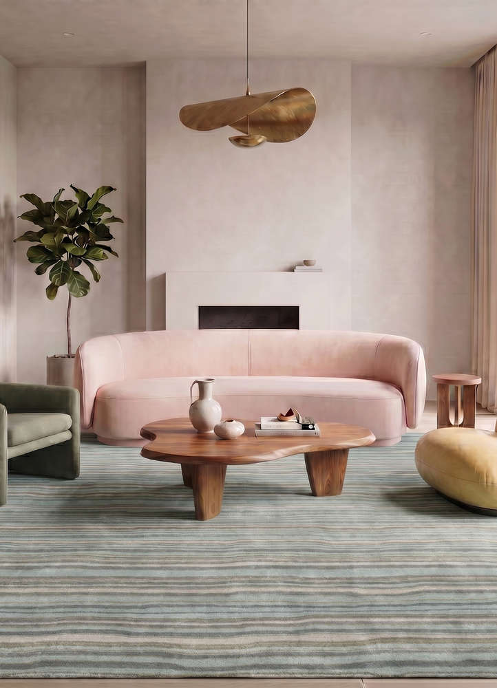genesis blue wool and viscose hand tufted Rug - Rander