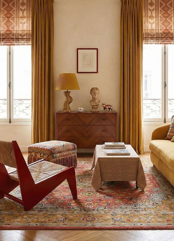 kasbah red and orange wool and viscose hand tufted Rug - Rander