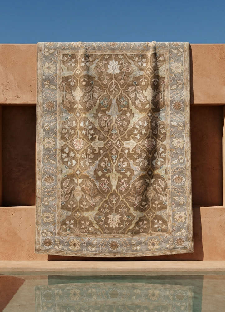 kasbah beige and brown wool and viscose hand tufted Rug - Rander