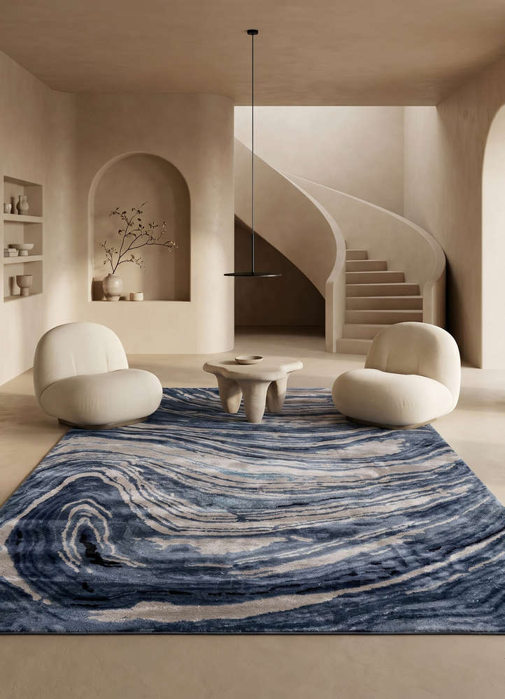 genesis blue viscose hand tufted Rug - Rander