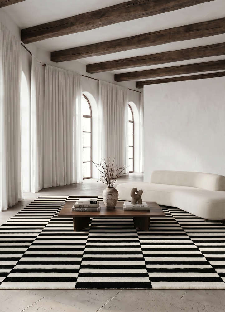 contour grey and black wool hand tufted Rug - Rander