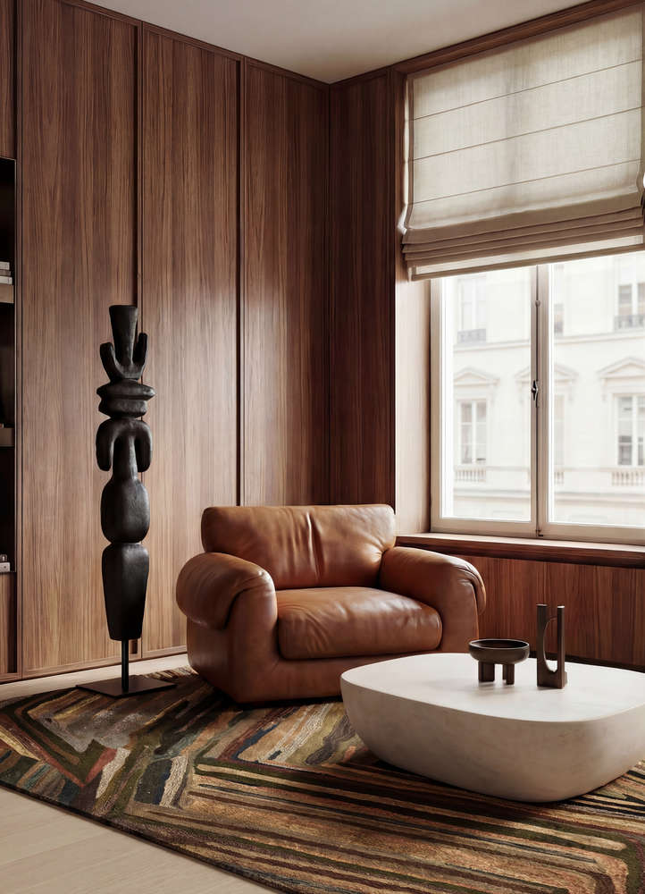genesis beige and brown wool and viscose hand tufted Rug - Rander