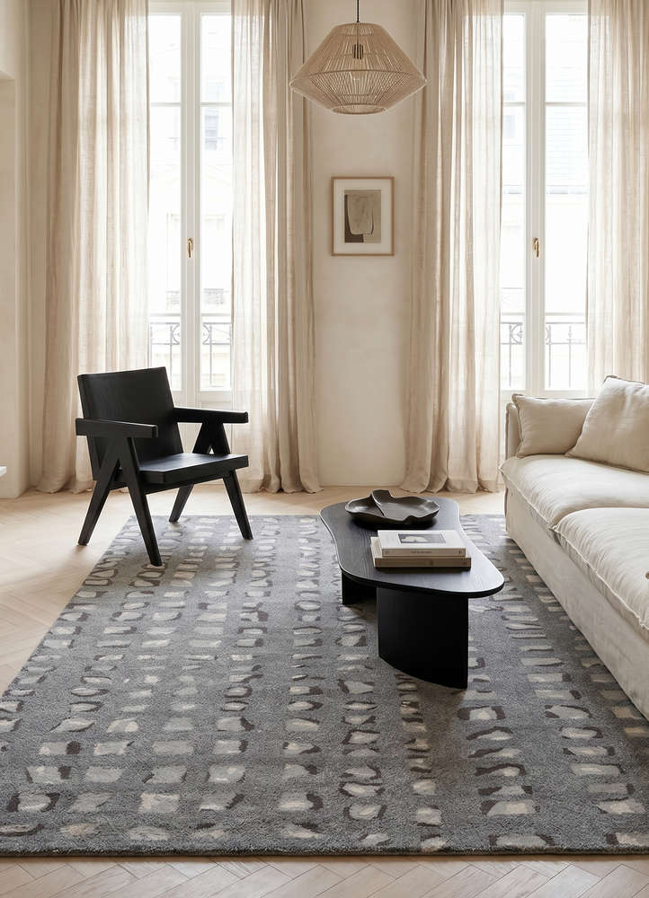 genesis grey and black wool and viscose hand tufted Rug - Rander