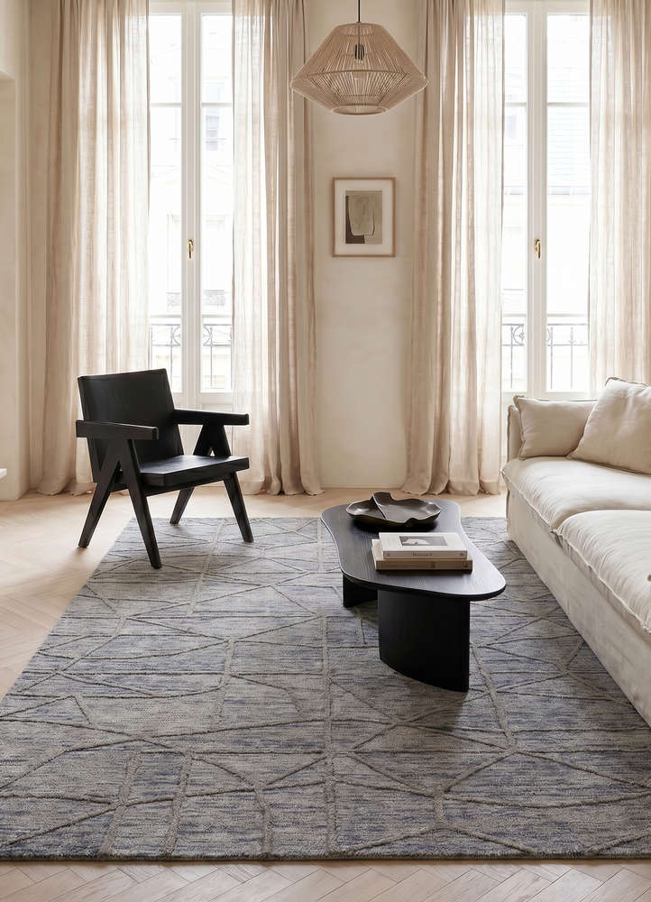 pathways grey and black wool and viscose hand tufted Rug - Rander
