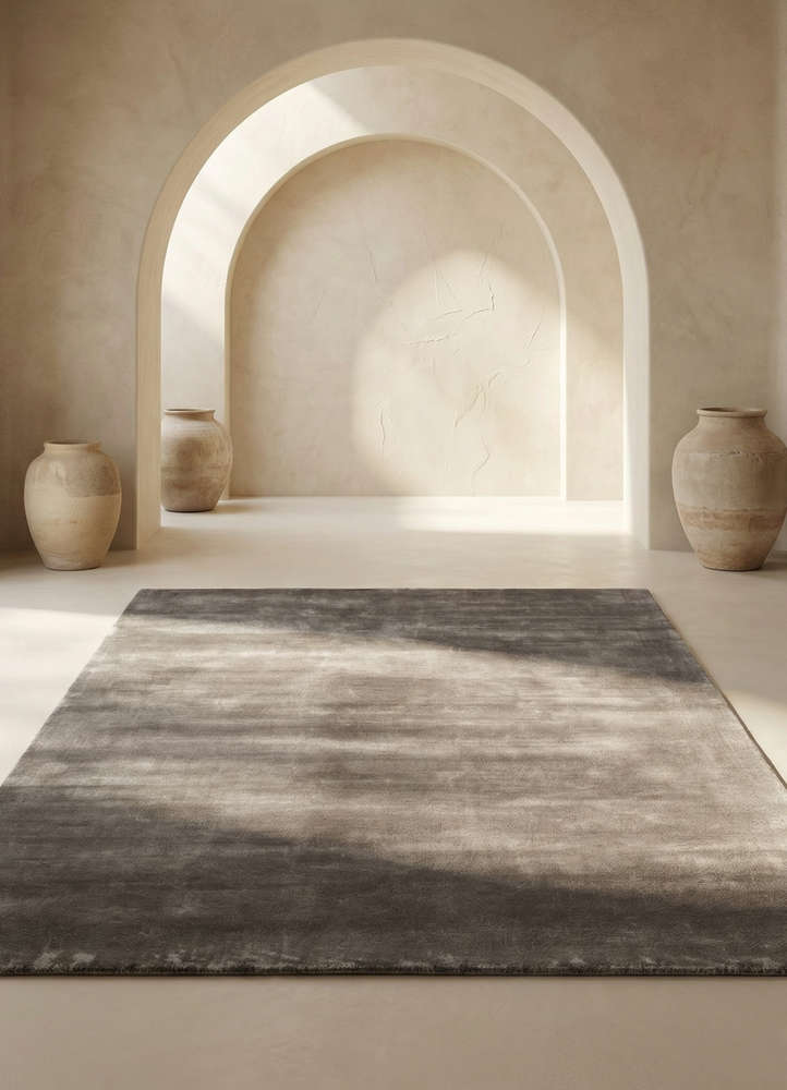 cera grey and black viscose hand tufted Rug - Rander