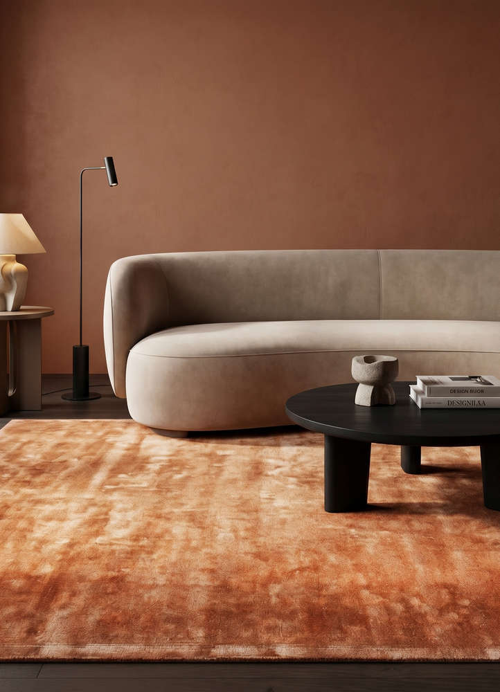 cera red and orange viscose hand tufted Rug - Rander
