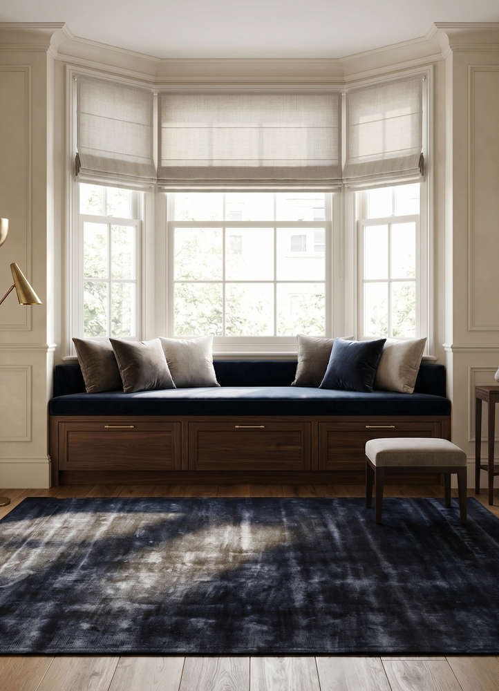 cera blue viscose hand tufted Rug - Rander