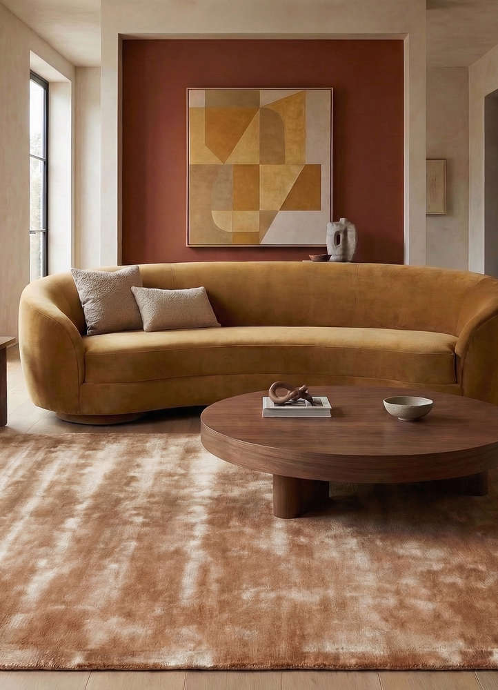 cera beige and brown viscose hand tufted Rug - Rander