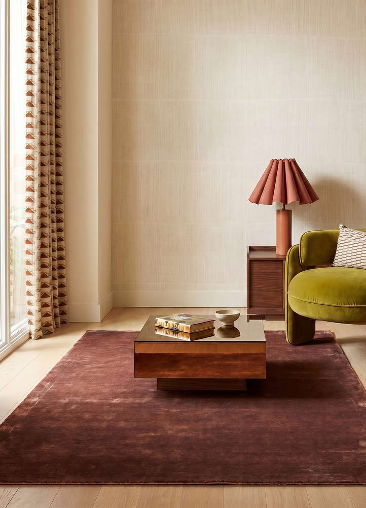 cera red and orange viscose hand tufted Rug - Rander