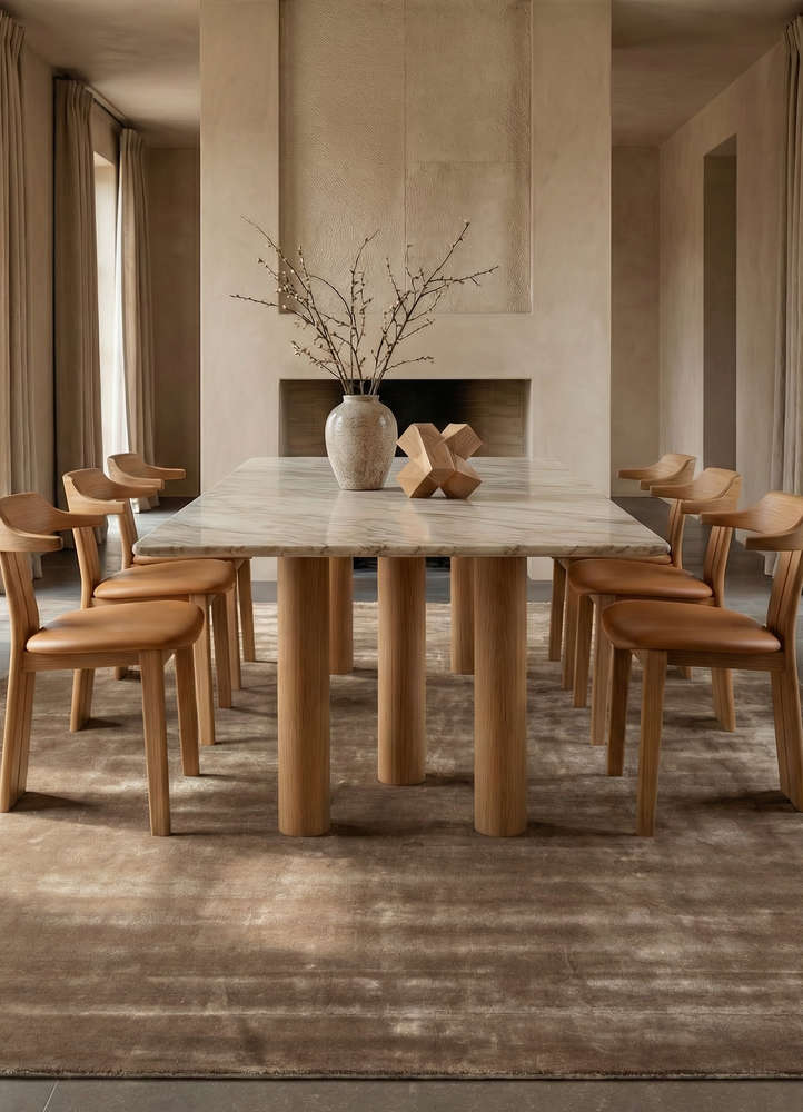 cera beige and brown viscose hand tufted Rug - Rander