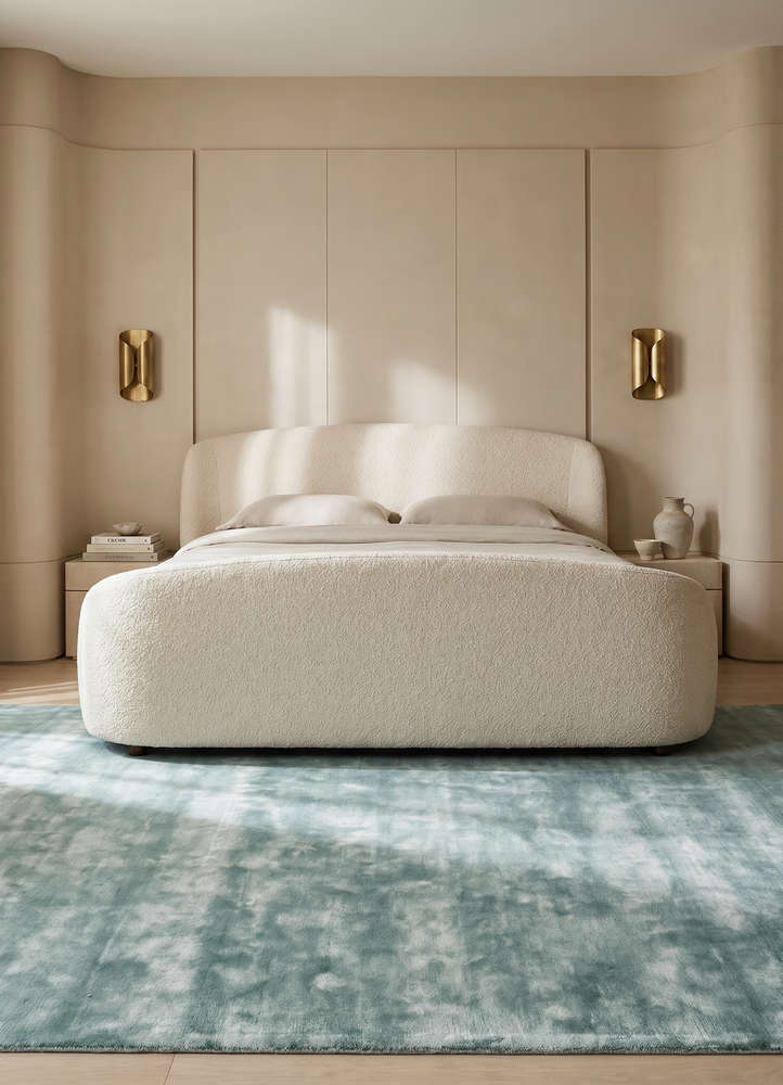 cera blue viscose hand tufted Rug - Rander