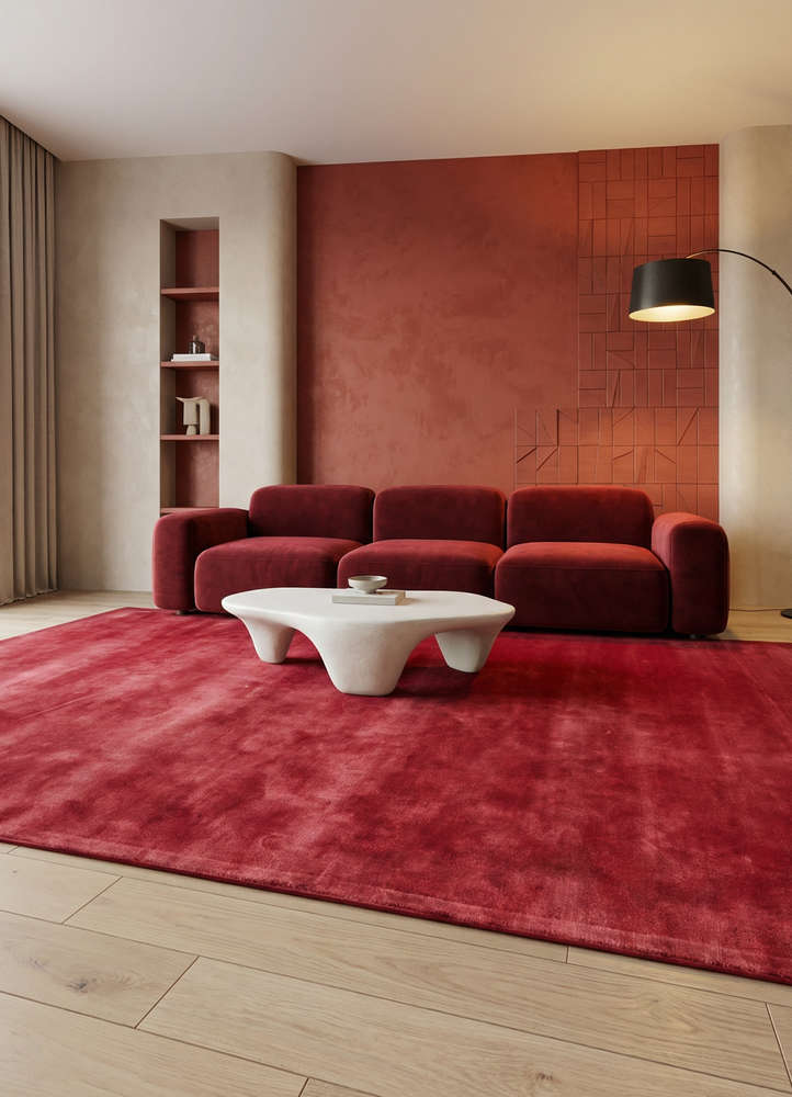 cera red and orange viscose hand tufted Rug - Rander