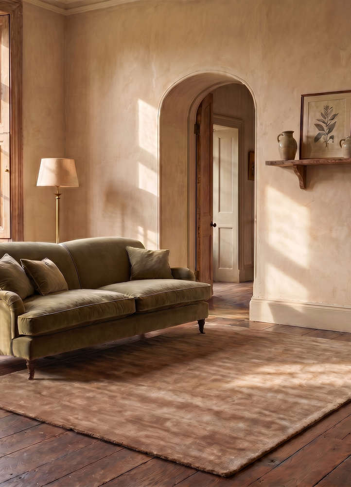 cera beige and brown viscose hand tufted Rug - Rander