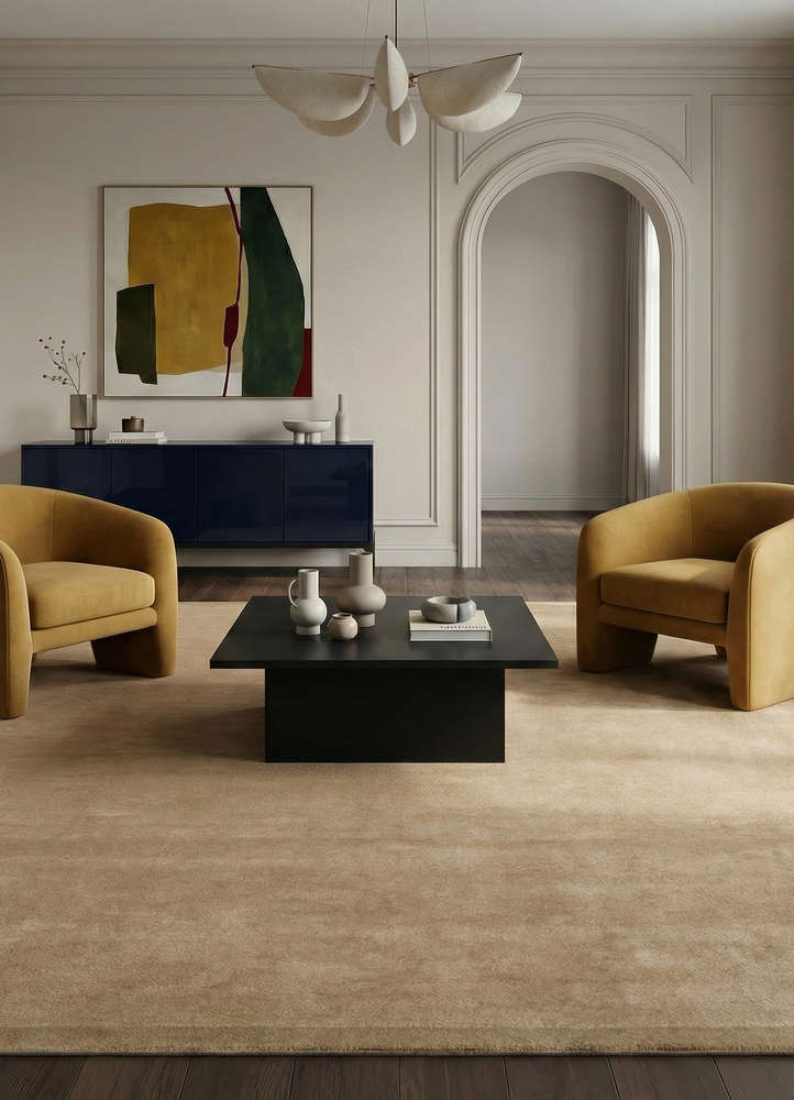 cera beige and brown wool and viscose hand tufted Rug - Rander