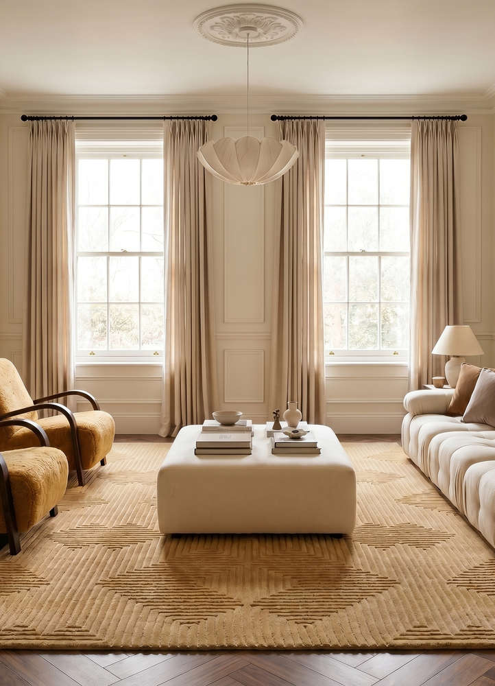 cera gold wool and viscose hand tufted Rug - Rander
