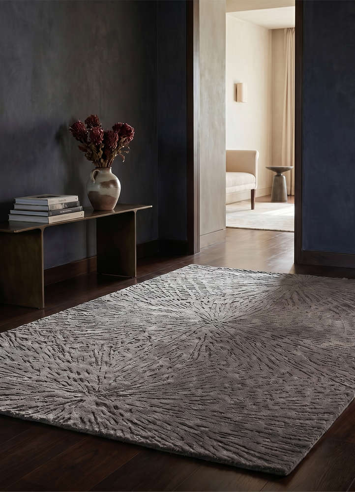 genesis grey and black wool and viscose hand tufted Rug - Rander