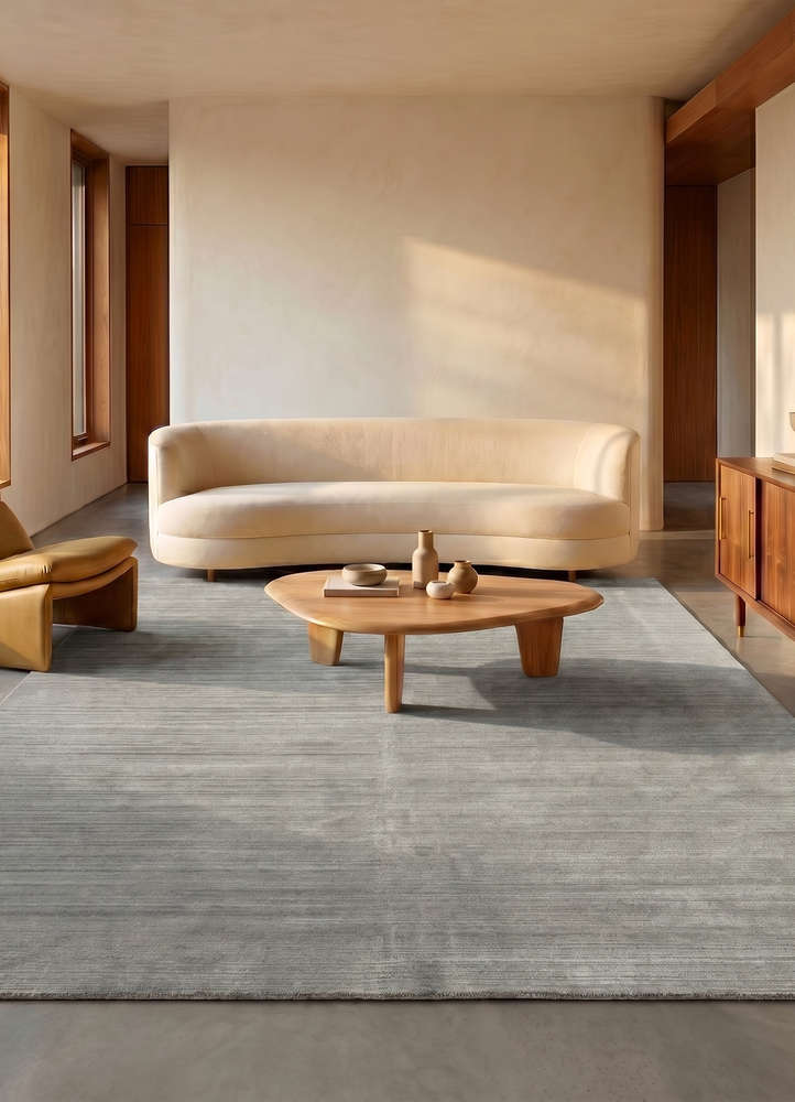 manifest grey and black wool and bamboo silk hand knotted Rug - Rander