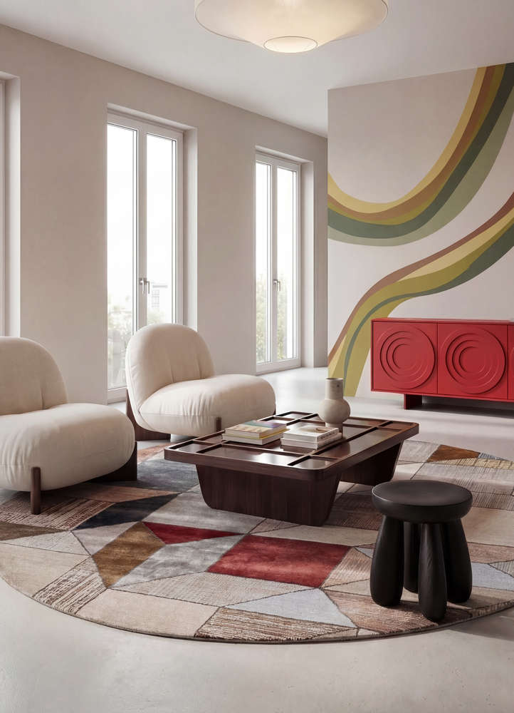 chaos theory by kavi ivory wool and bamboo silk hand knotted Rug - Rander