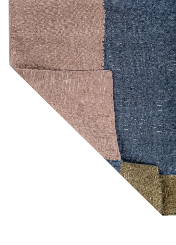checkers pink and purple wool flat weaves Rug - Perspective