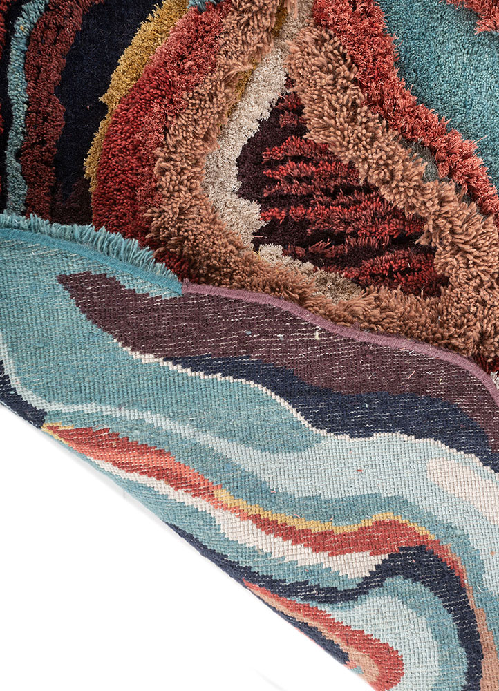 wall installation blue wool and bamboo silk hand knotted WALL ART & TAPESTRY - Perspective