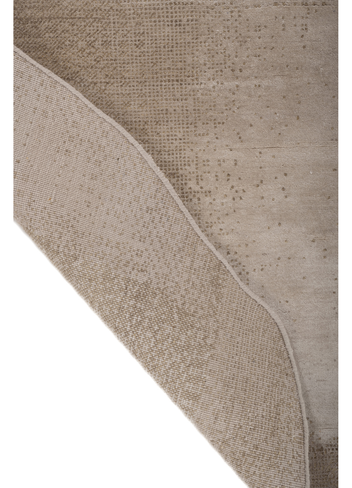 entropy beige and brown wool and bamboo silk hand knotted Rug - Perspective