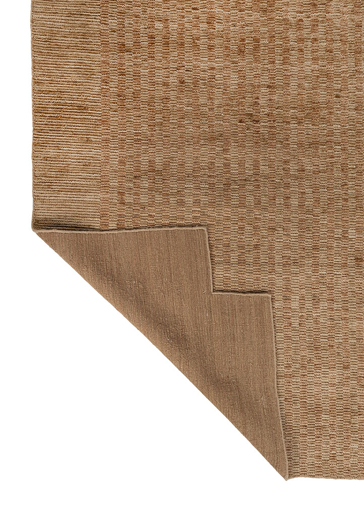 saga beige and brown wool hand loom Rug - Perspective