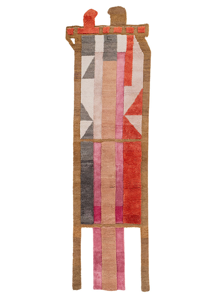 exposed spine pink and purple wool and bamboo silk hand knotted WALL ART & TAPESTRY - Perspective