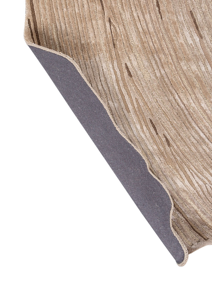 infini beige and brown wool and viscose hand tufted Rug - Perspective
