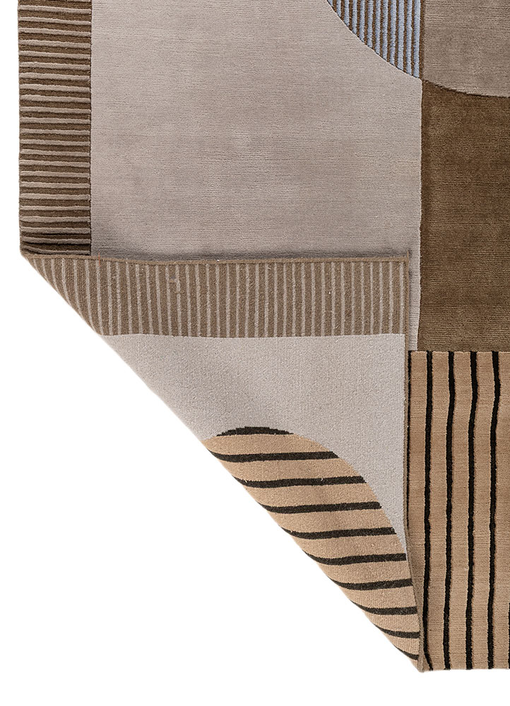 sthir beige and brown wool hand knotted Rug - Perspective