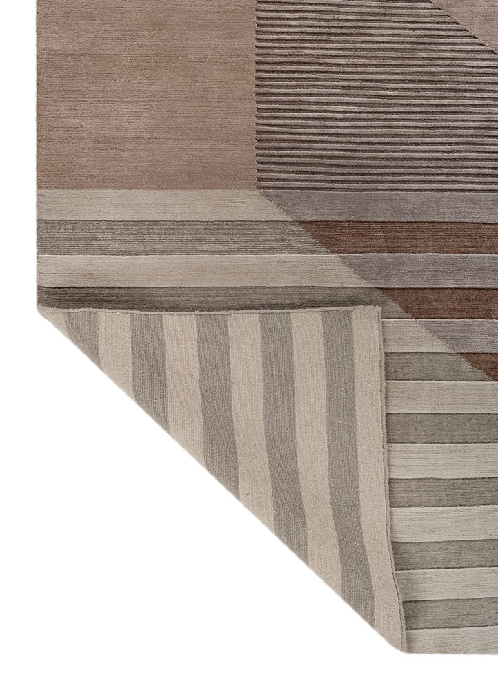 blythe beige and brown wool hand knotted Rug - Perspective
