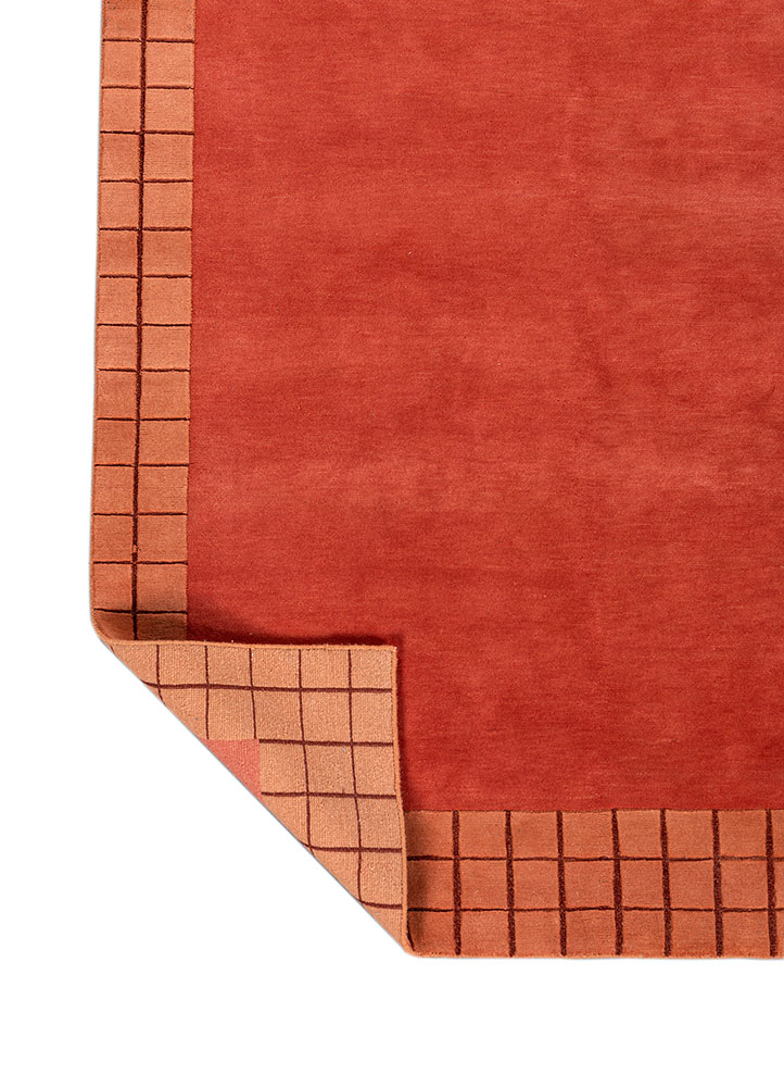 sthir red and orange wool hand knotted Rug - Perspective