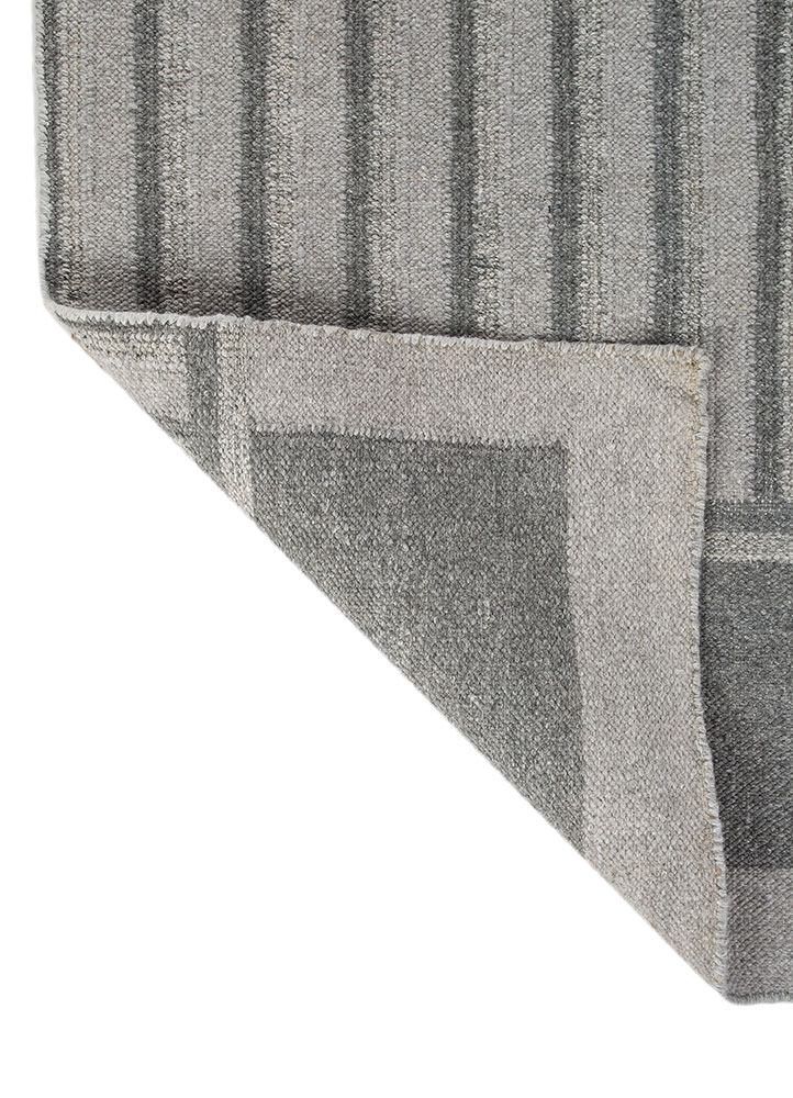 al fresco grey and black polyester flat weaves Rug - Perspective