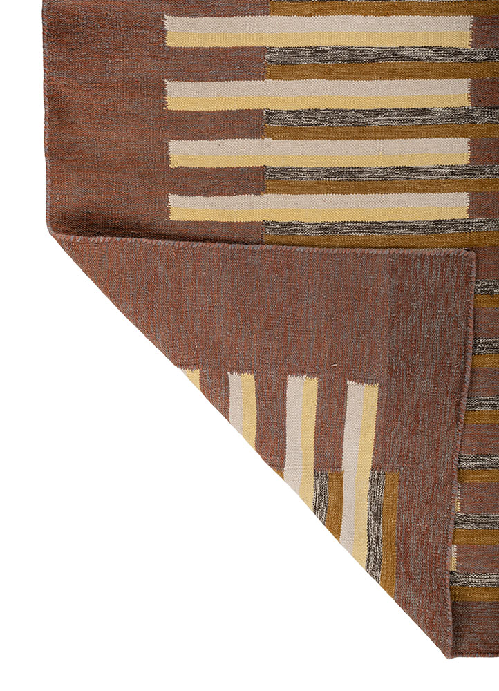 indusbar red and orange wool flat weaves Rug - Perspective