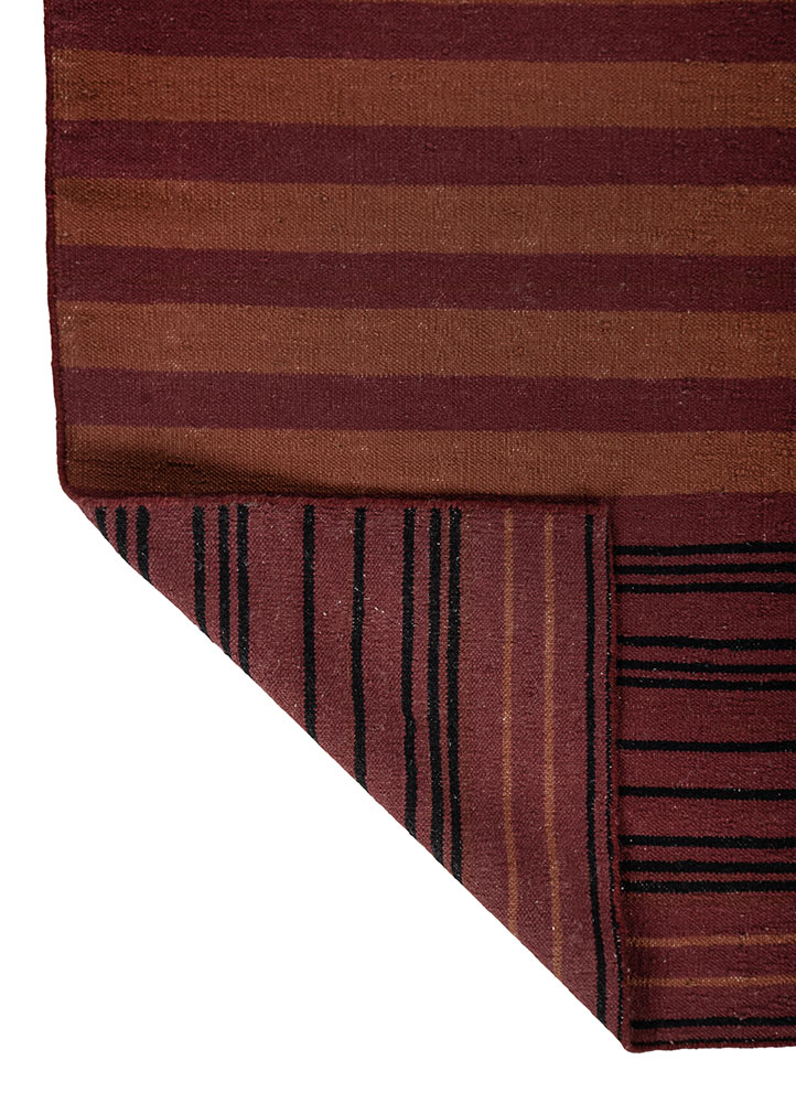 indusbar red and orange wool flat weaves Rug - Perspective
