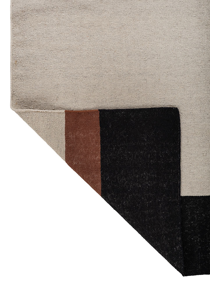 checkers red and orange wool flat weaves Rug - Perspective