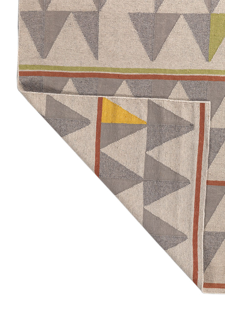 indusbar ivory wool flat weaves Rug - Perspective