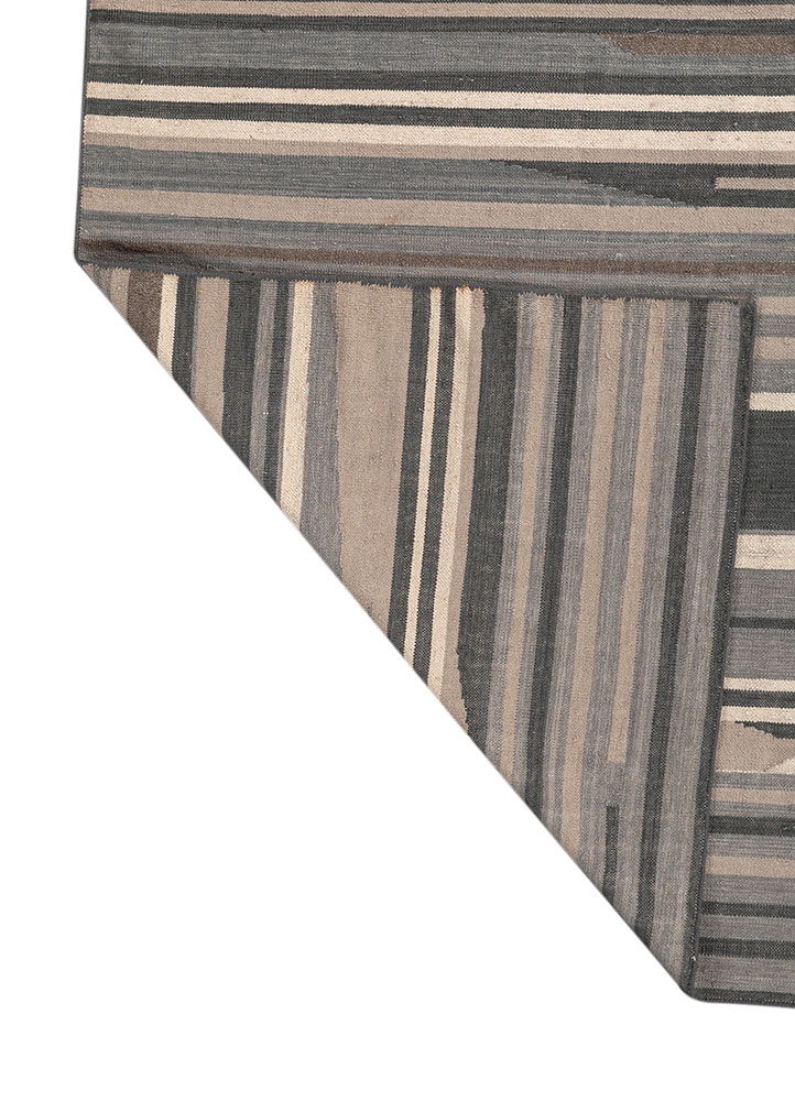 indusbar blue wool flat weaves Rug - Perspective